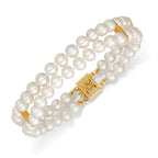 14K Gold Filled 5-6mm White Cultured Freshwater Pearl 2-Strand Necklace