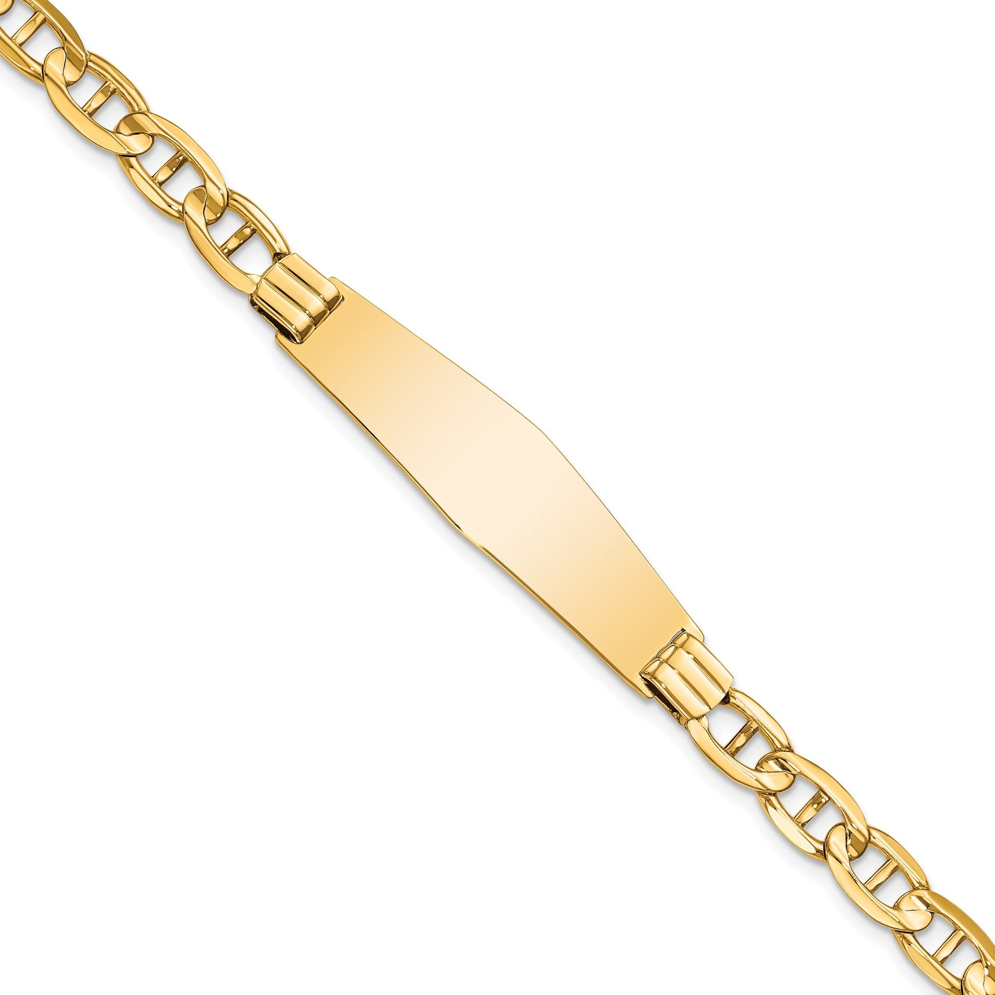 14k Polished Solid Chain/Solid Plate Anchor Link Soft Diamond Shape 37.5x11mm Plate 8 inch ID Bracelet Main image