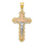 14K Tri-color Diamond-cut Crucifix Pendant