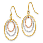 14k Tri-Color Circle Dangle Earrings