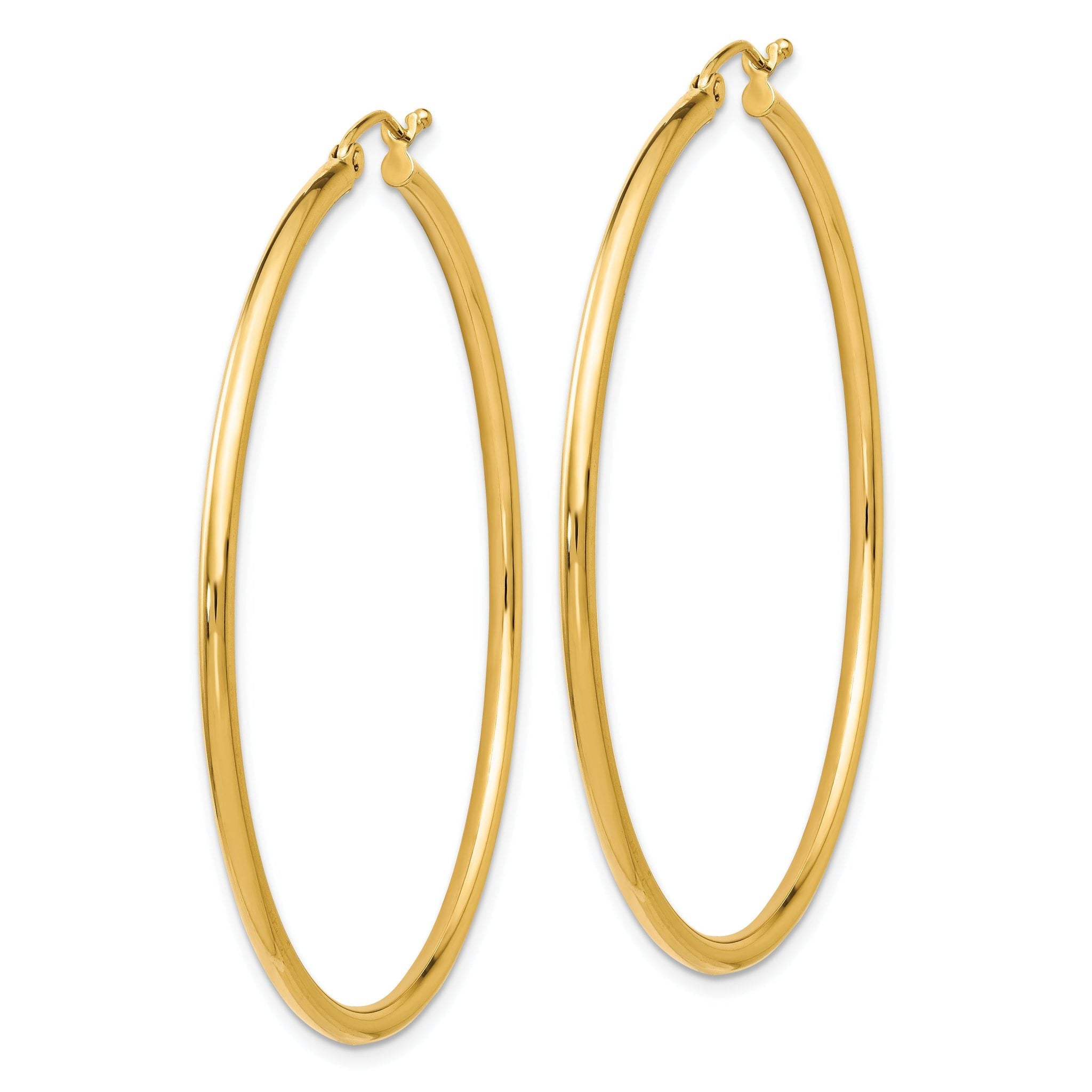 14K Gold Polished Hoop Earrings 2mm Hollow Design  Elegant and Lightweight Secondary image