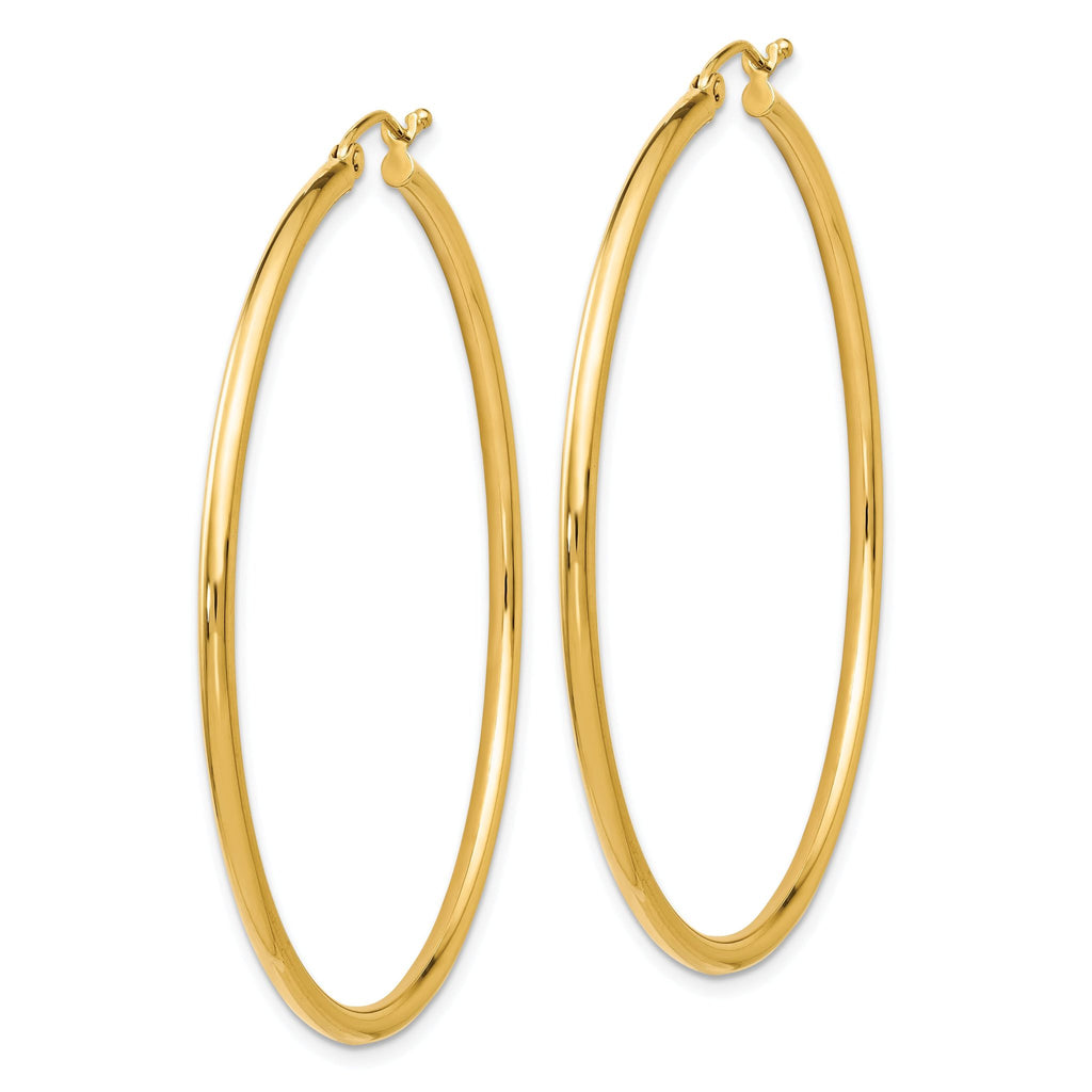 14K Gold Polished Hoop Earrings 2mm Hollow Design  Elegant and Lightweight