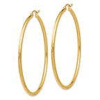 14K Gold Polished Hoop Earrings 2mm Hollow Design  Elegant and Lightweight