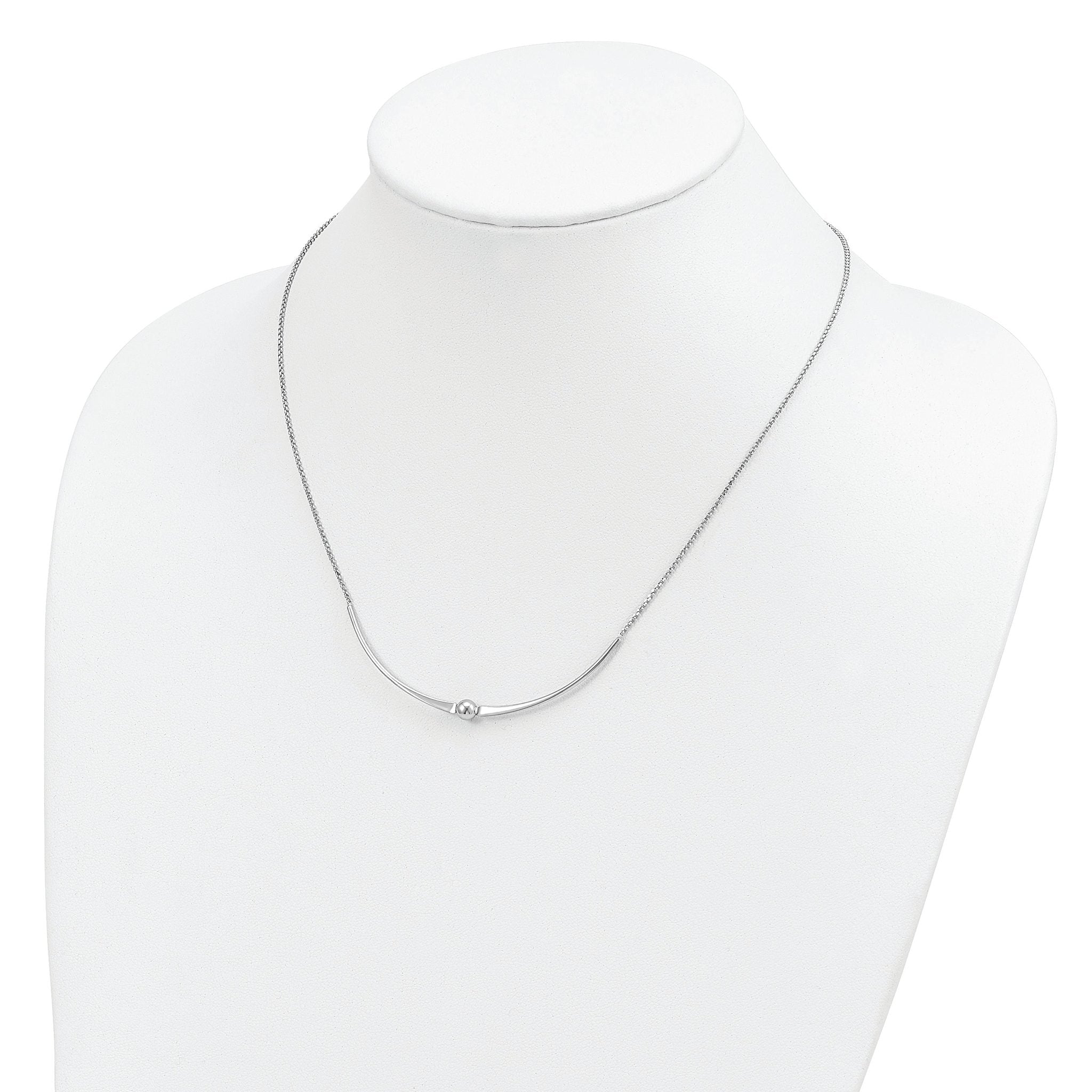 Sterling Silver Rhodium-plated Polished With  1 in ext. Necklace