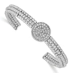 Sophia Jewelers Sterling Silver Crystal Cuff with Rhodium Plating