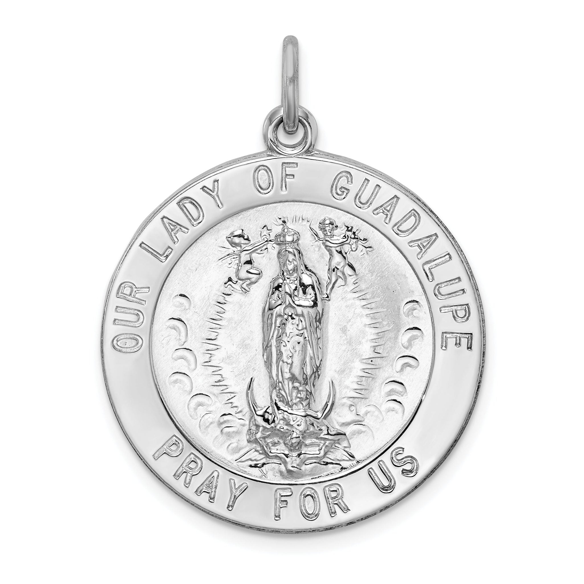 Sterling Silver Our Lady of Guadalupe Pendant Polished Rhodium-Plated Elegance Main image