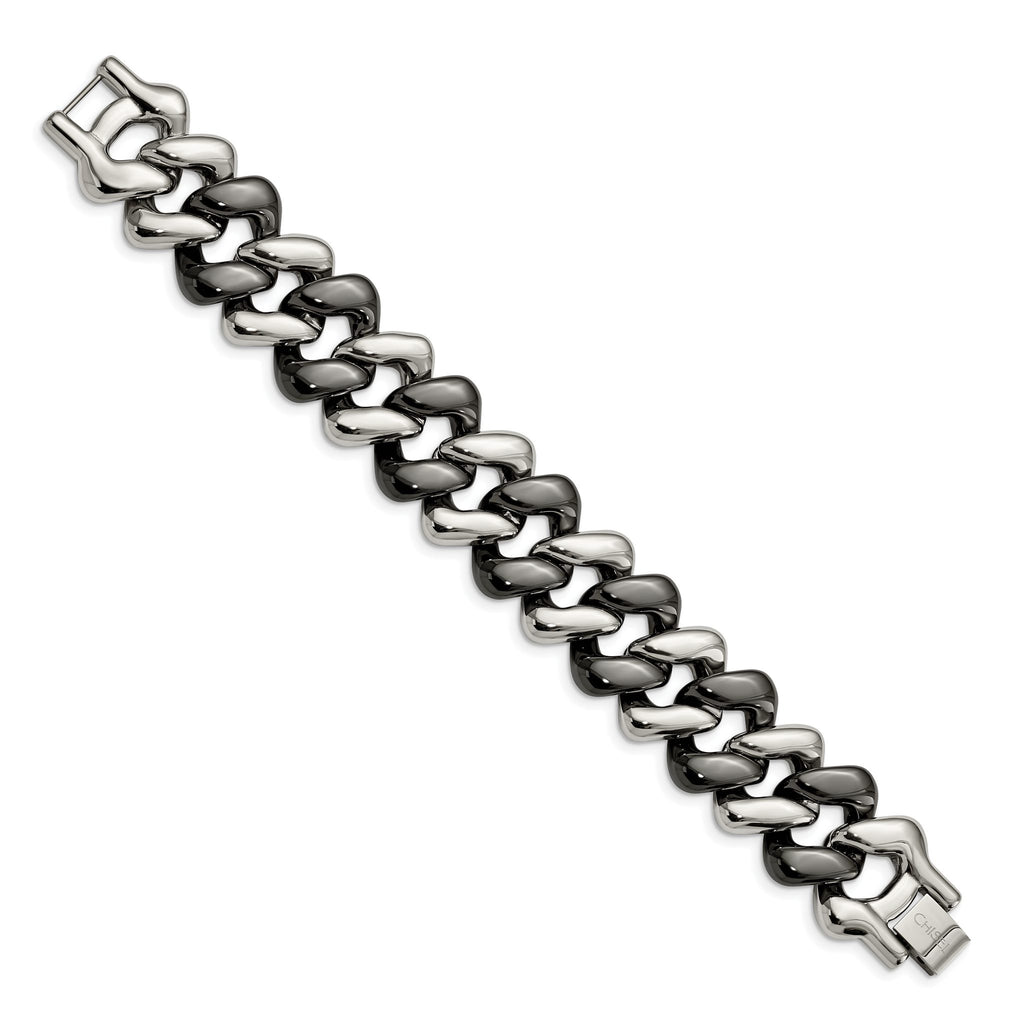 Stainless Steel Polished with Black Ceramic Bracelet