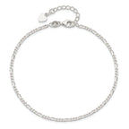 Sterling Silver Figaro Chain 9 inch Plus 1 inch Extender - Total 10 inch Anklet