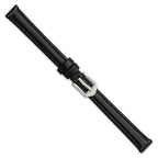 10mm Black Oilskin Leather with Stainless Steel Buckle 6.6 inch Watch Band