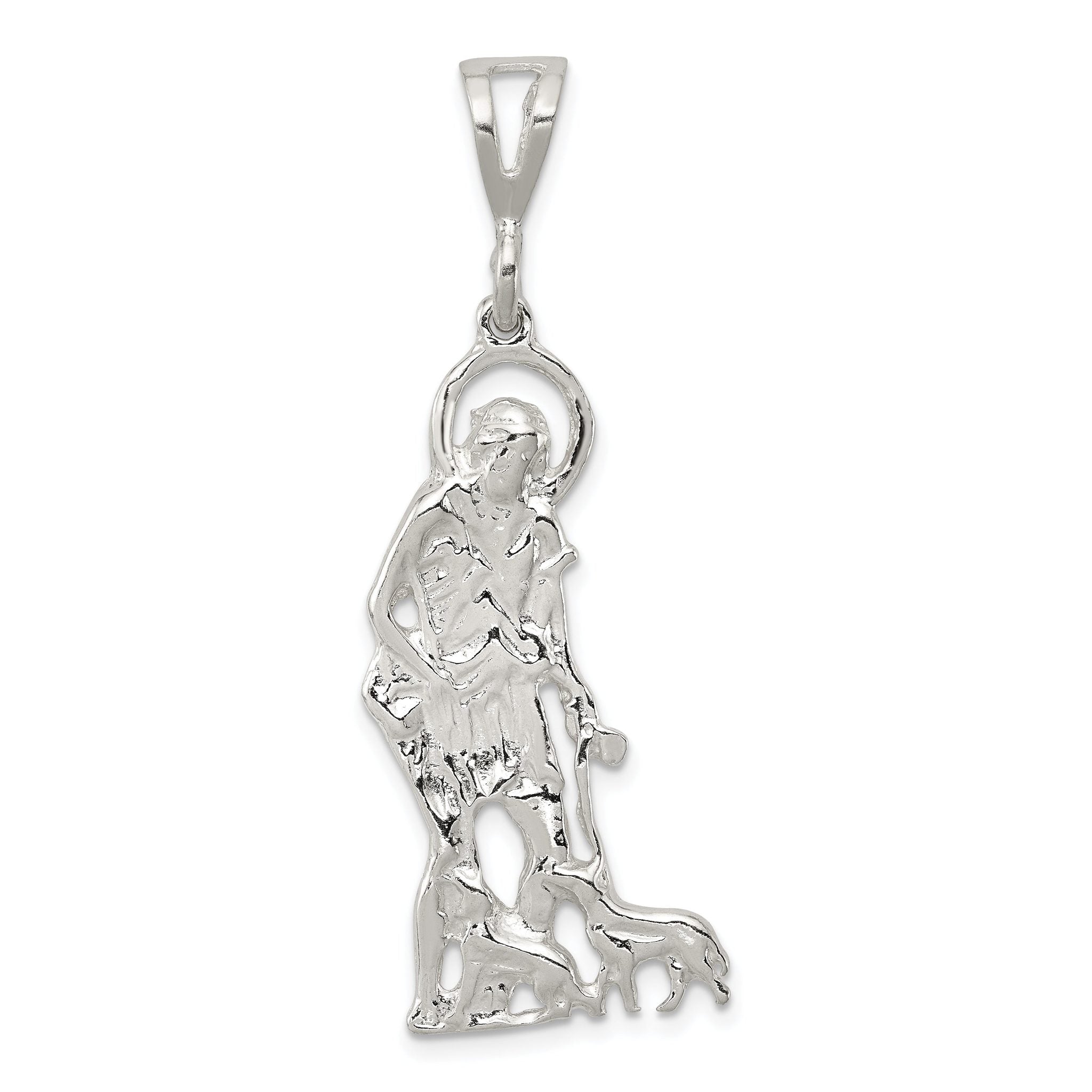 Sterling Silver 925 St. Lazarus Pendant with Polished Textured Finish