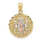 10K Two-Tone Gold Our Lady of Guadalupe Pendant with Rhodium Accents