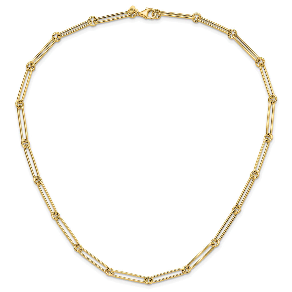 14K Polished Hollow Paperclip Link Necklace