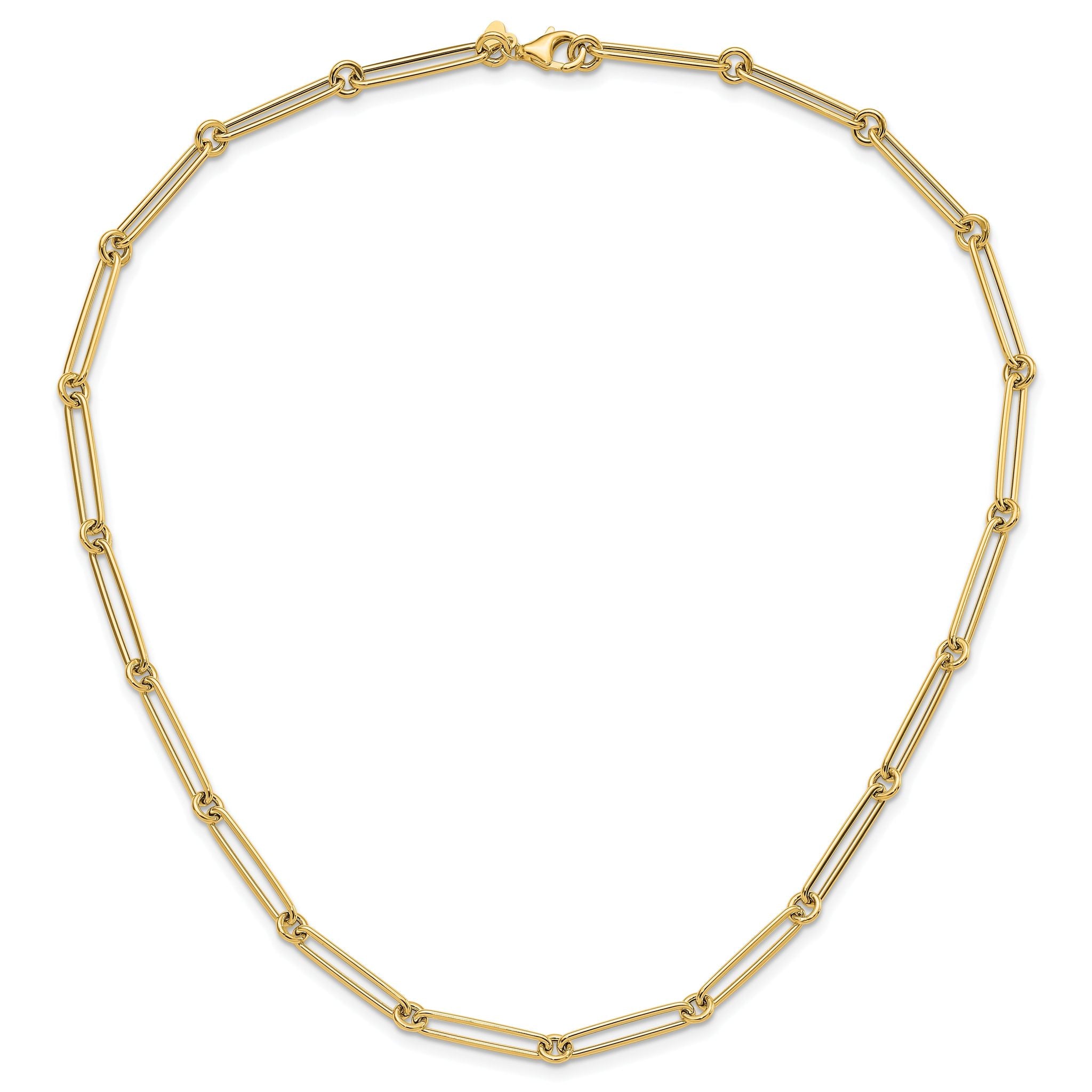 14K Polished Hollow Paperclip Link Necklace