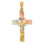 14K Two-Tone Gold Iona Crucifix Pendant with Rose and White Rhodium