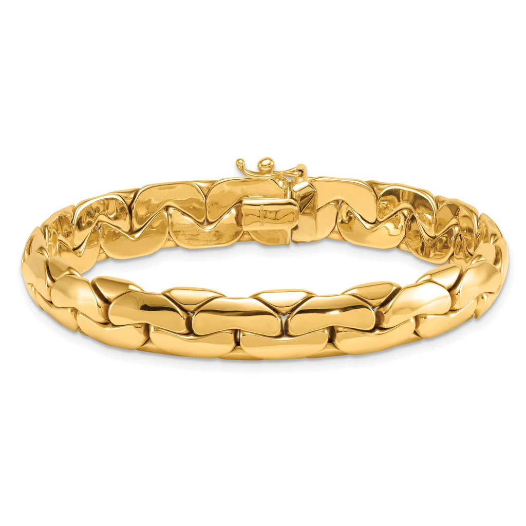 14k Polished 9.3mm Lightweight Fancy Link 7.5 inch Bracelet