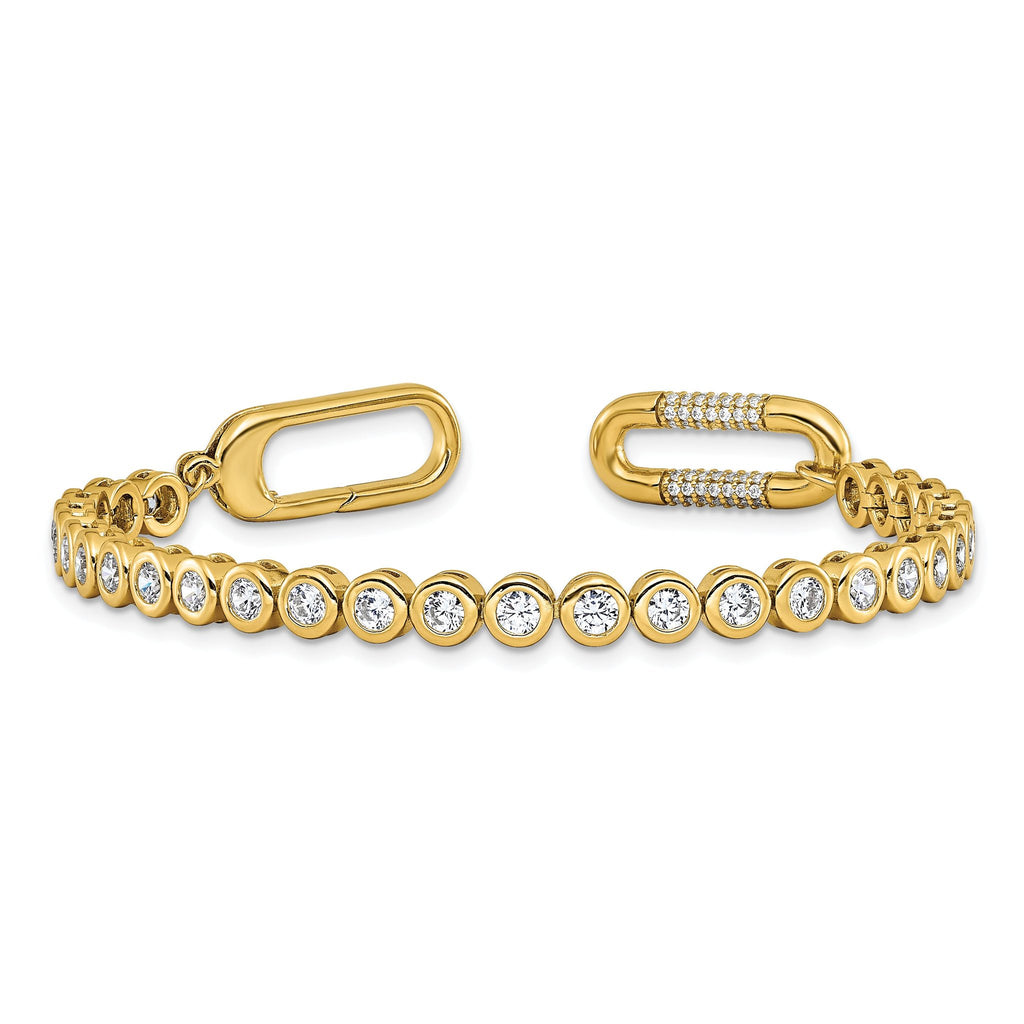 Sterling Shimmer Sterling Silver Gold-tone Flash Gold-plated CZ 113 Stone 7 inch Bracelet