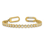 Sterling Shimmer Sterling Silver Gold-tone Flash Gold-plated CZ 113 Stone 7 inch Bracelet