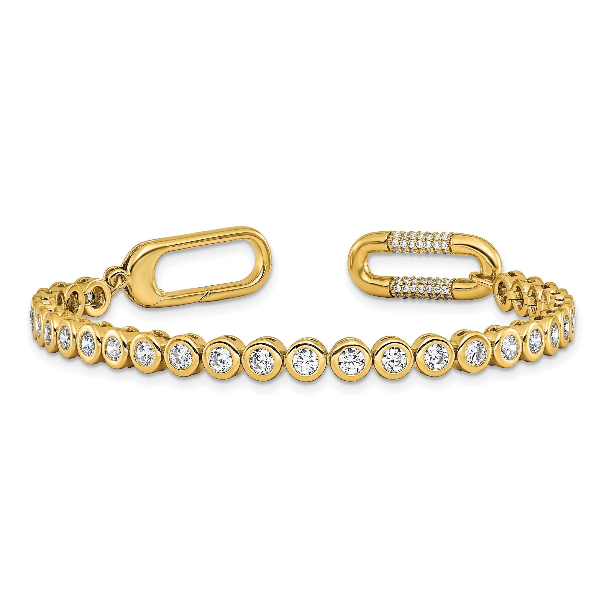 Sterling Shimmer Sterling Silver Gold-tone Flash Gold-plated CZ 113 Stone 7 inch Bracelet