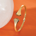 14K w/Black Enamel Polished Fancy Hinged Cuff Bangle