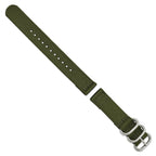 Olive Ballistic Nylon Watch Band in Stainless Steel, 24mm