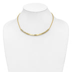 14K Polished and Diamond-cut Bar Double Chain w/2in ext. Necklace