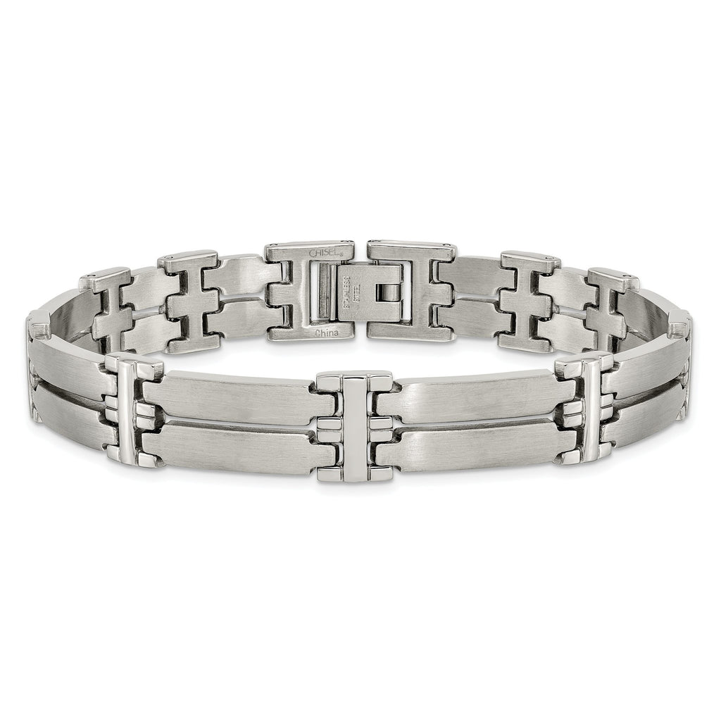 Stainless Steel Brushed and Polished Link Bracelet for Men