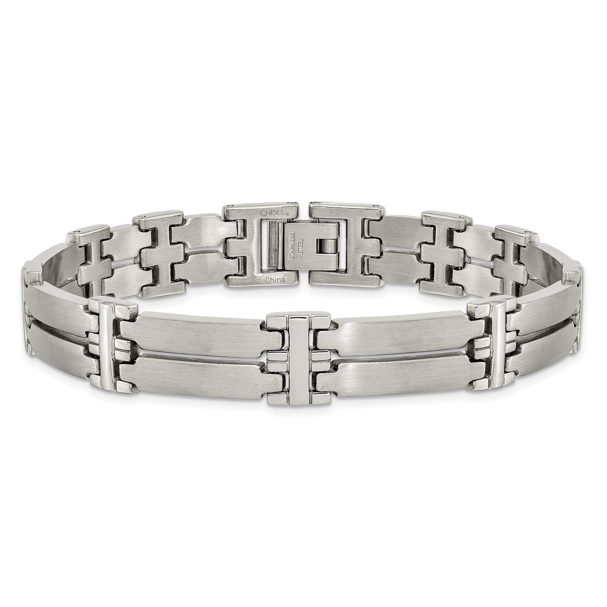 Stainless Steel Brushed and Polished Link Bracelet for Men