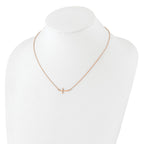 Sterling Silver RG-plated Small Sideways Curved Cross Necklace