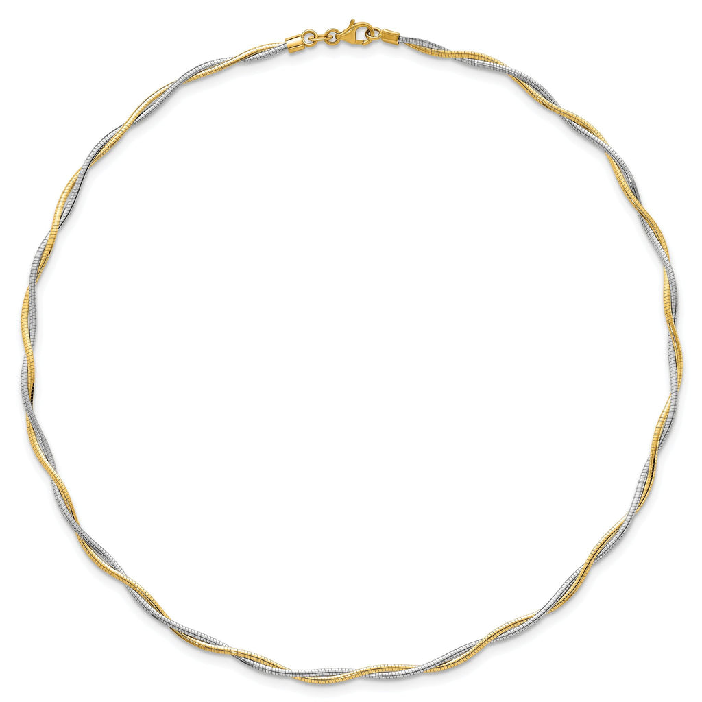 14k Two-tone Polished Twisted Round Omega 17 inch Necklace