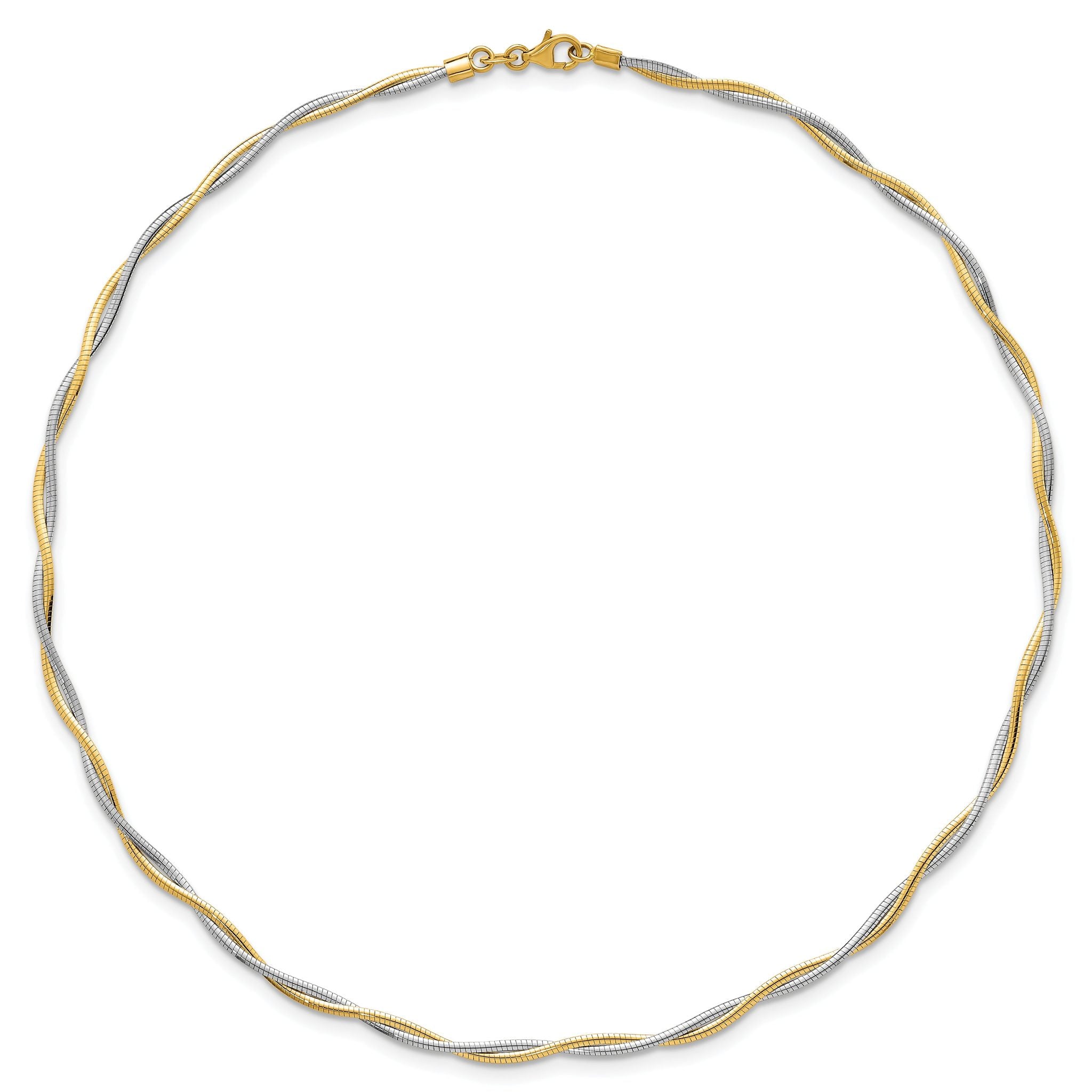 14k Two-tone Polished Twisted Round Omega 17 inch Necklace