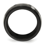 Black Spinel Grooved Wedding Band in Titanium, 9mm