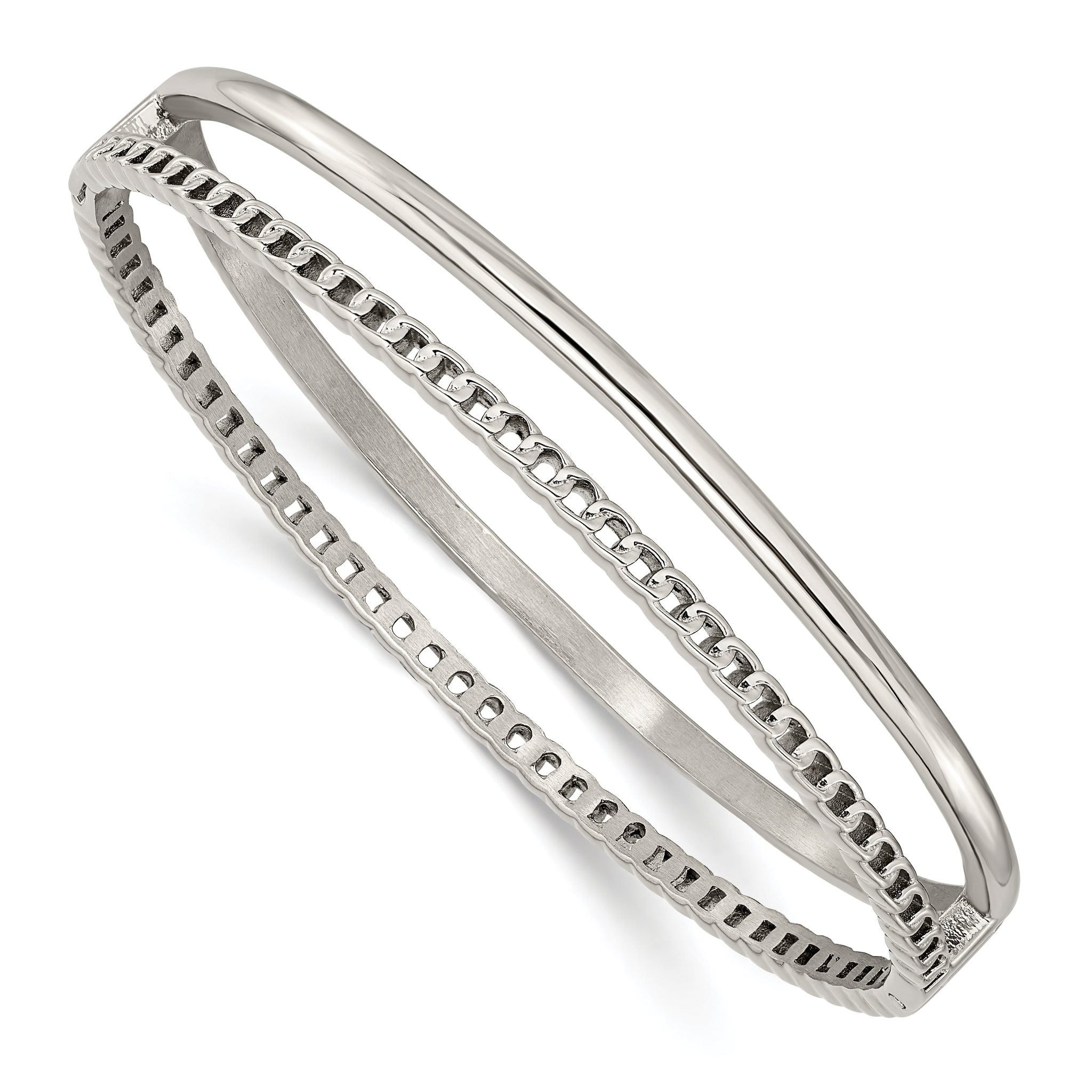Stainless Steel Polished 9.25mm Hinged Bangle Bracelet for Women Main image
