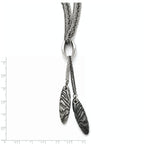 Titanium/Ster.Sil Black Ti Polished Etched Spear 4 Chain Necklace