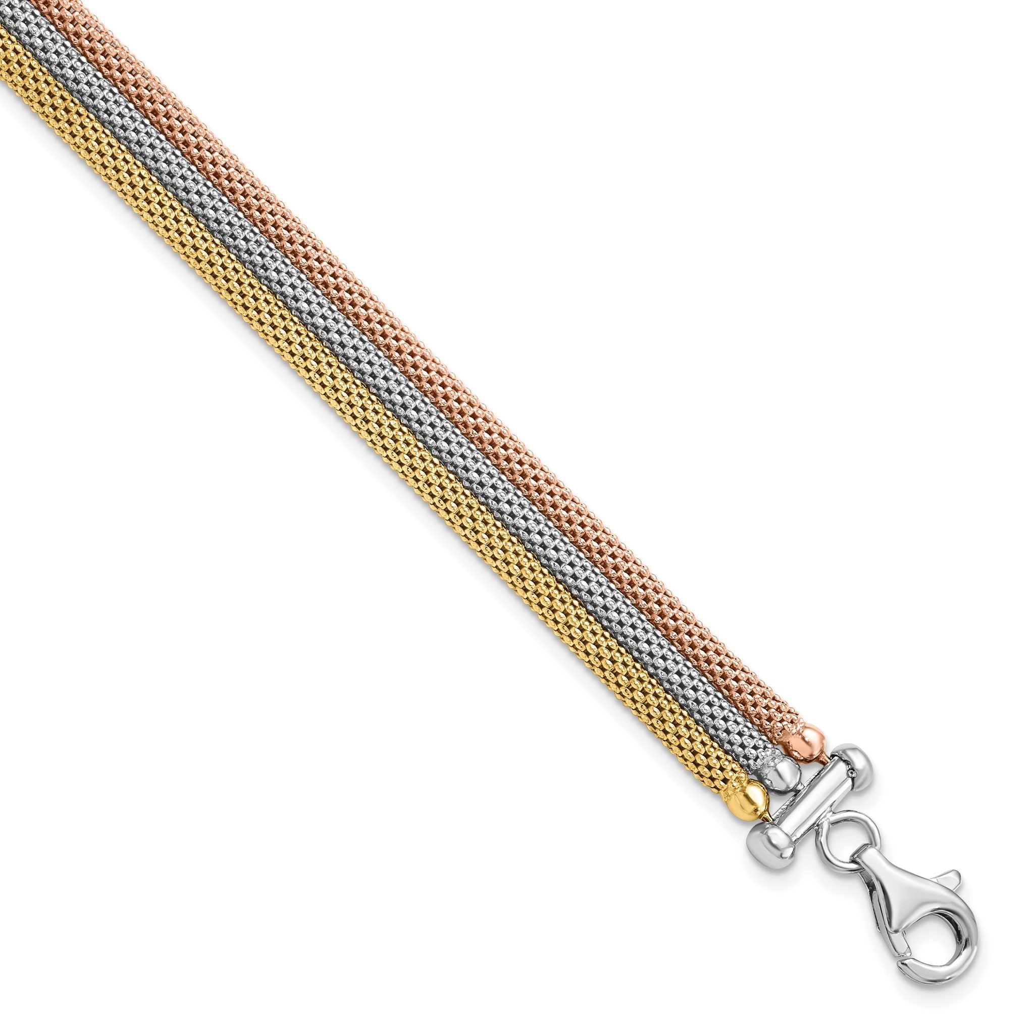 Sterling Silver Rose and Yellow Gold-plated w/ rhodium-pl Bracelet