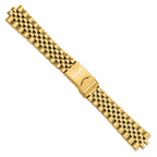 18-22mm Satin and Polished Stainless Steel Gold-tone Jubilee-Style Solid Link with Deployment Buckle 7 inch Watch Band