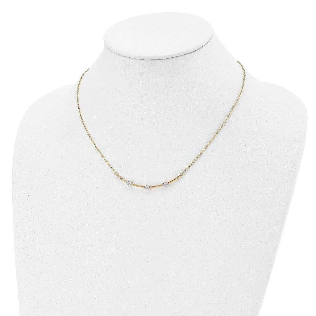 14K Two-tone D/C Bar Necklace