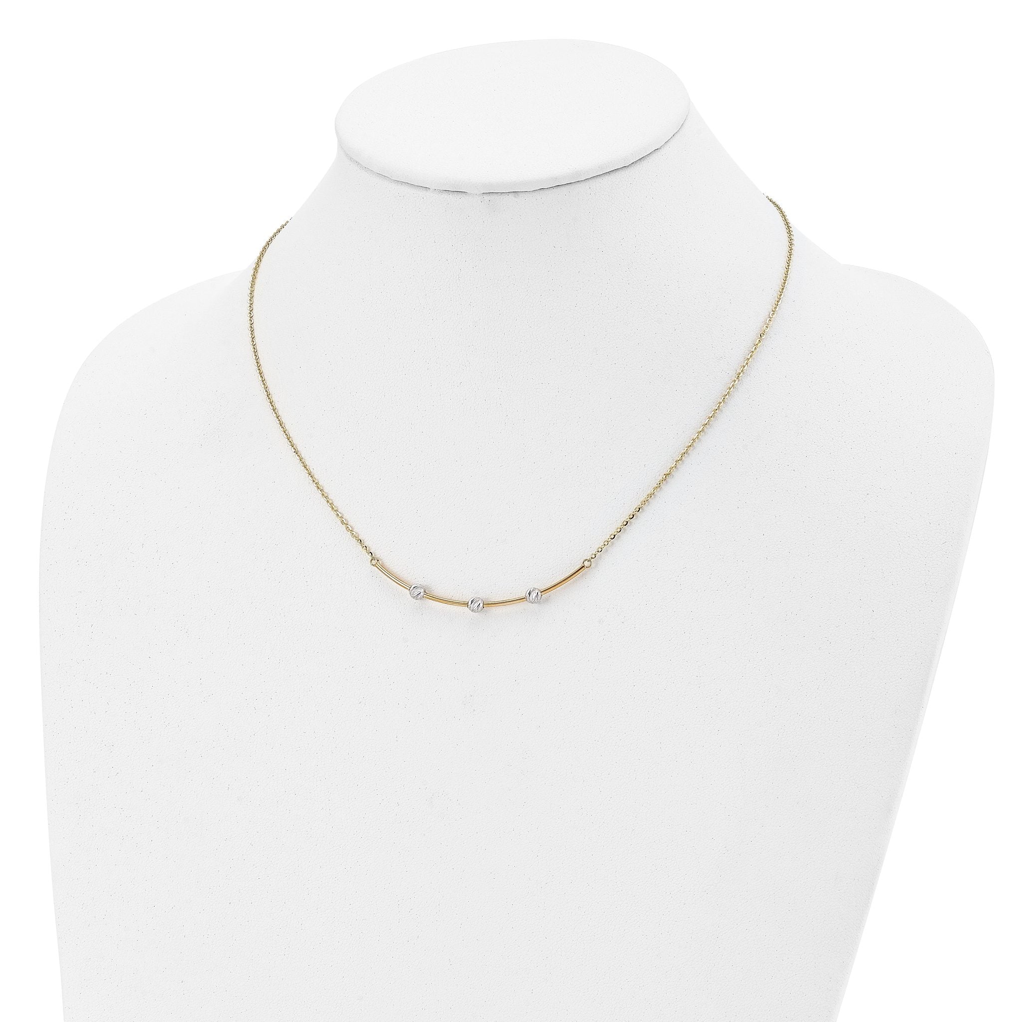 14K Two-tone D/C Bar Necklace