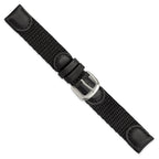 Army-Style Watch Band in Black Nylon & Leather, 16mm