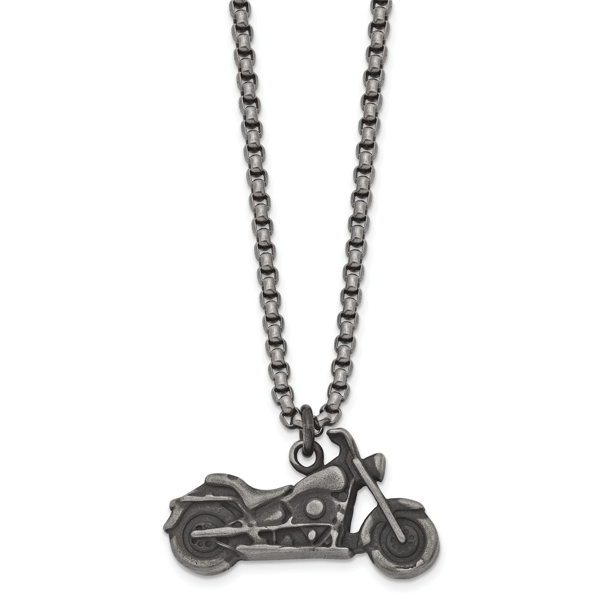 Motorcycle Pendant Necklace in Stainless Steel