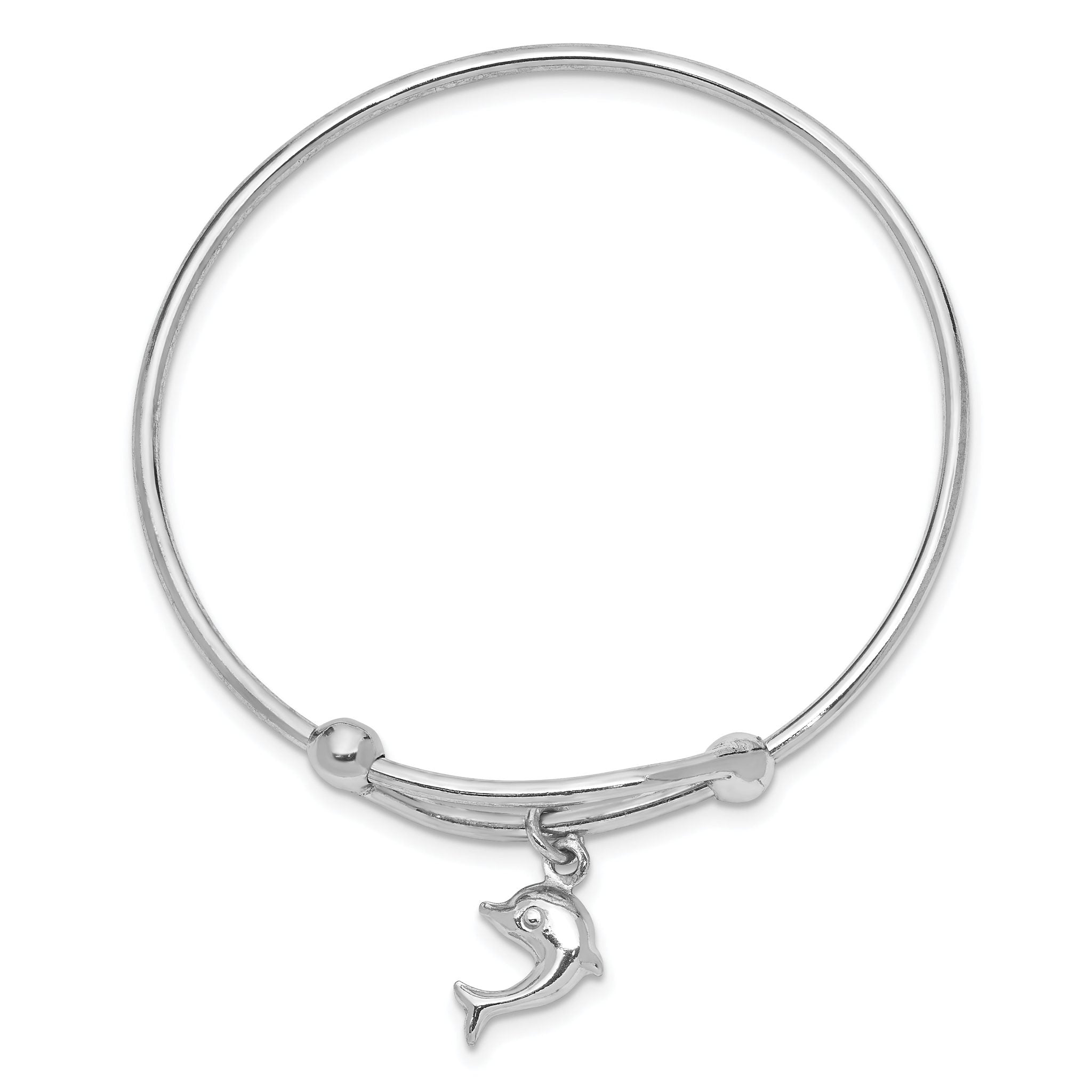 Sterling Silver 925 Dolphin Baby Bangle with Adjustable Fit Secondary image