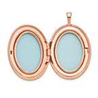 Sterling Silver Rose Gold-plated 26mm Leaf Border Oval Locket