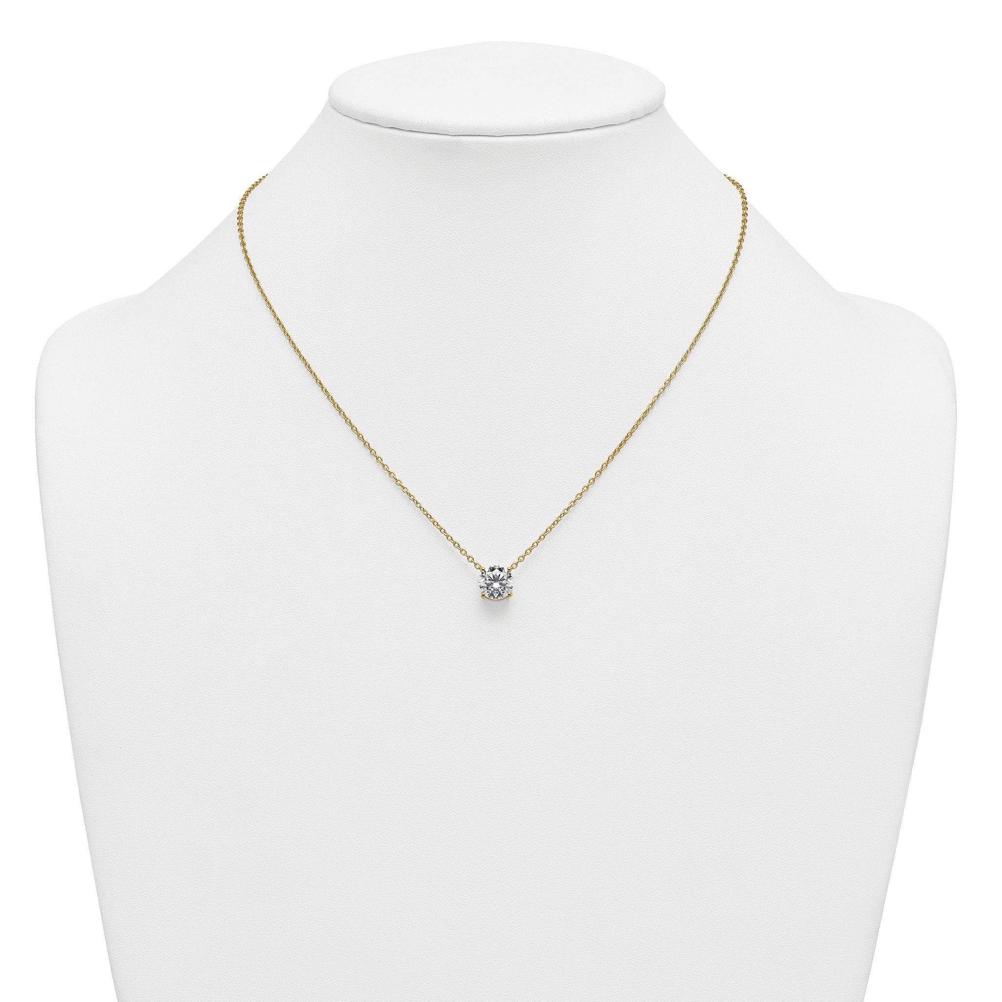 14k 2 1/2 carat Certified Lab Grown Diamond VS+ F+ Round Complete Four Prong 18 inch Solitaire Necklace