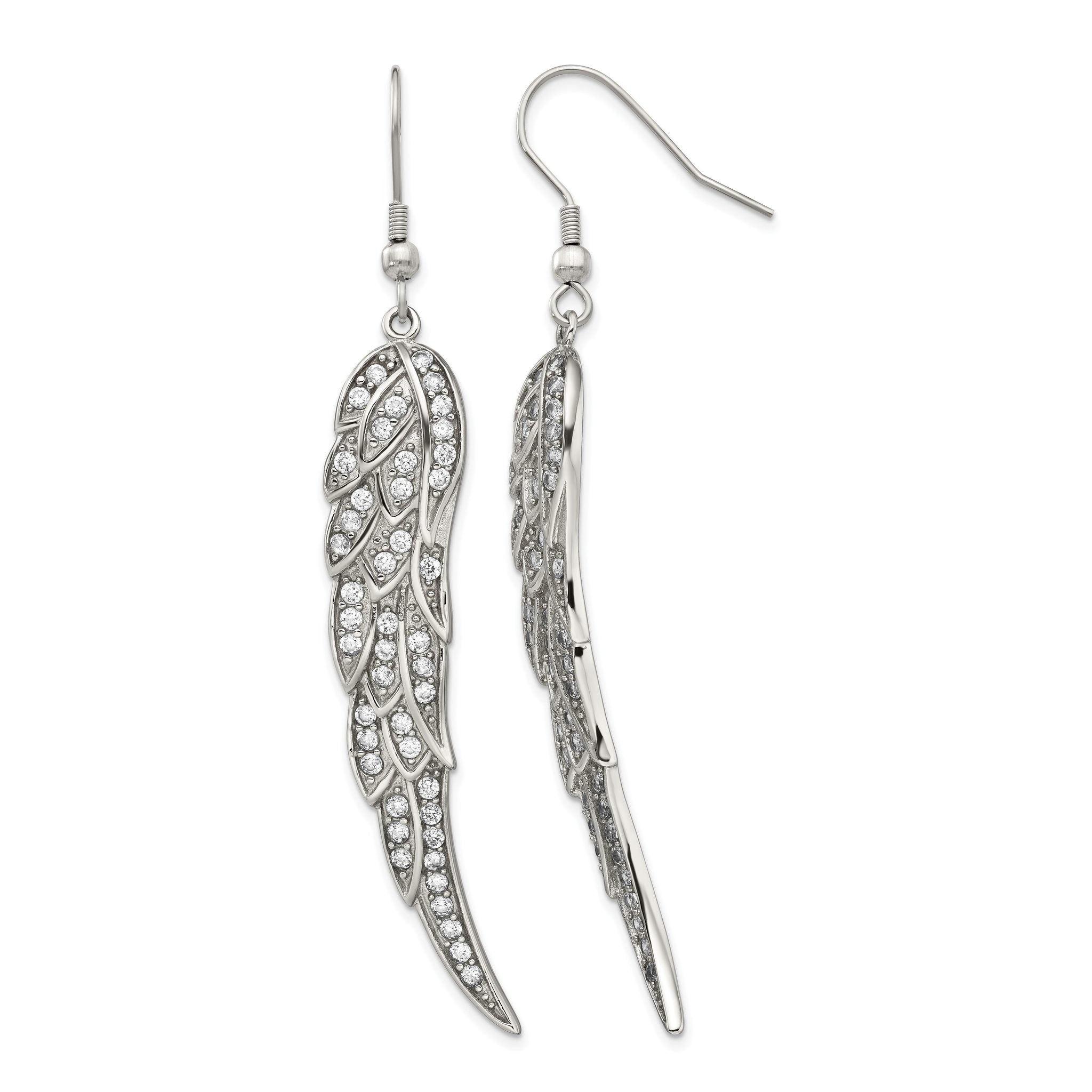Stainless Steel Polished Cubic Zirconia Drop Dangle Earrings for Women Main image