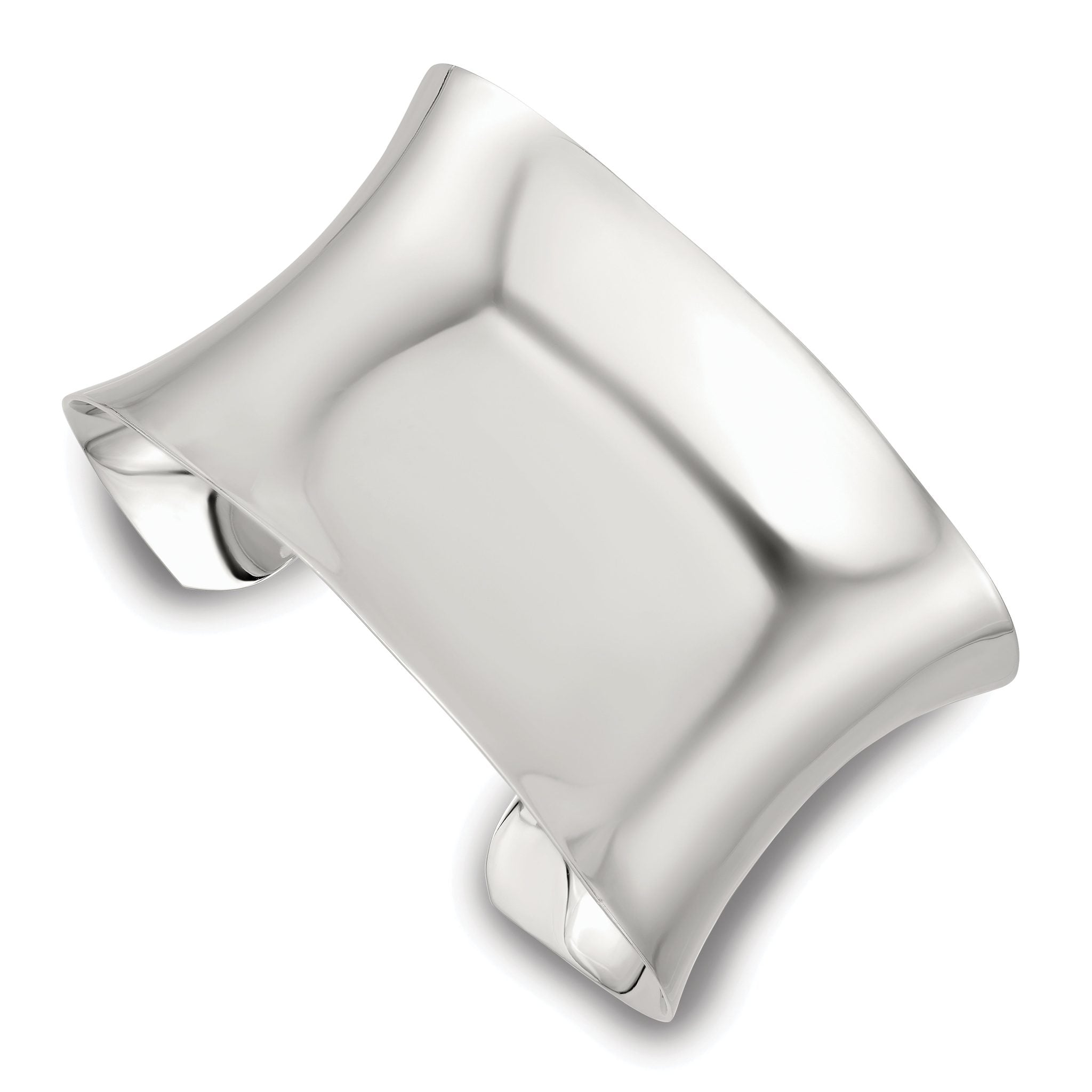 Sterling Silver Polished 40mm Concave Cuff Bangle Main image