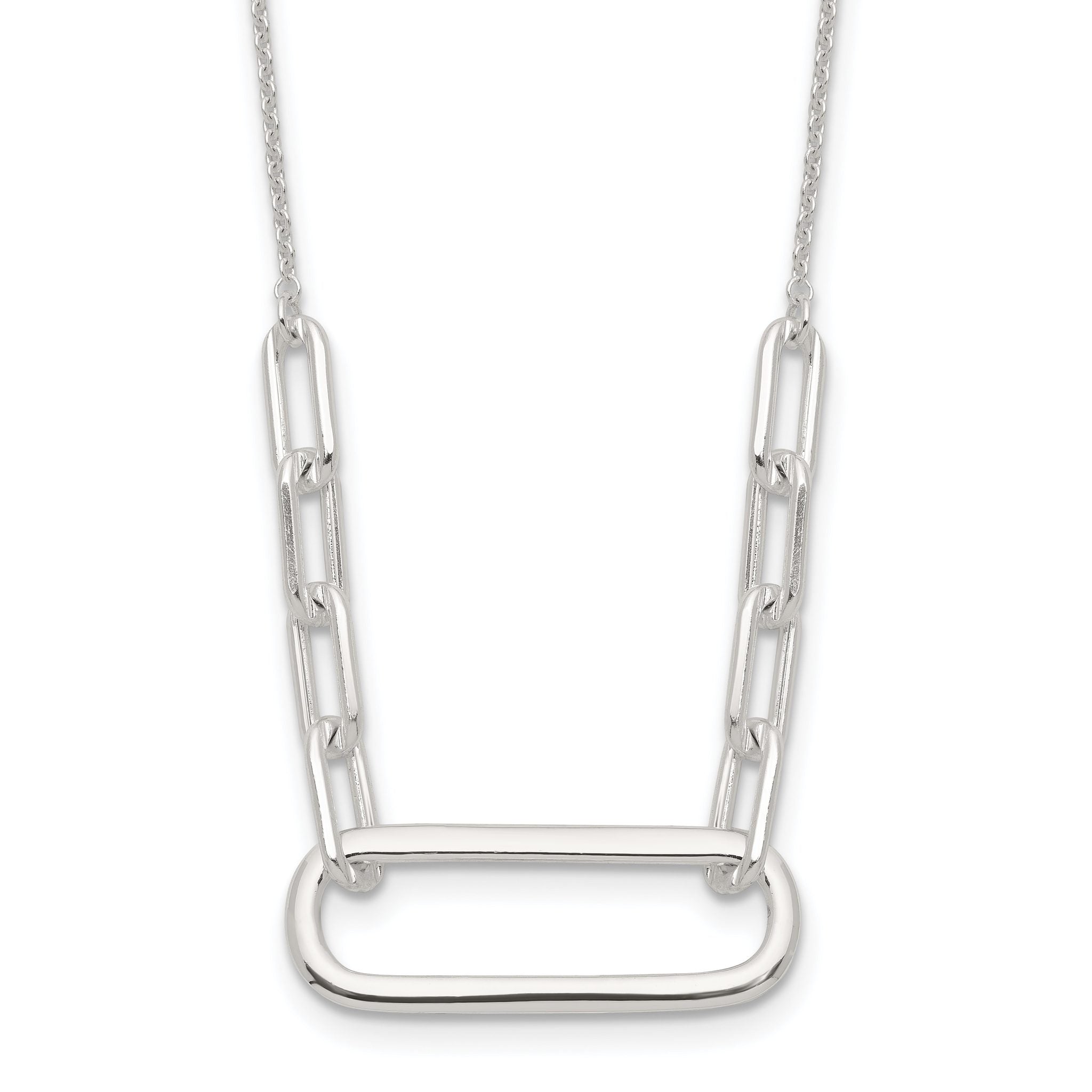 Sterling Silver E-coated Large Paperclip Link Center 17.5in Necklace Main image