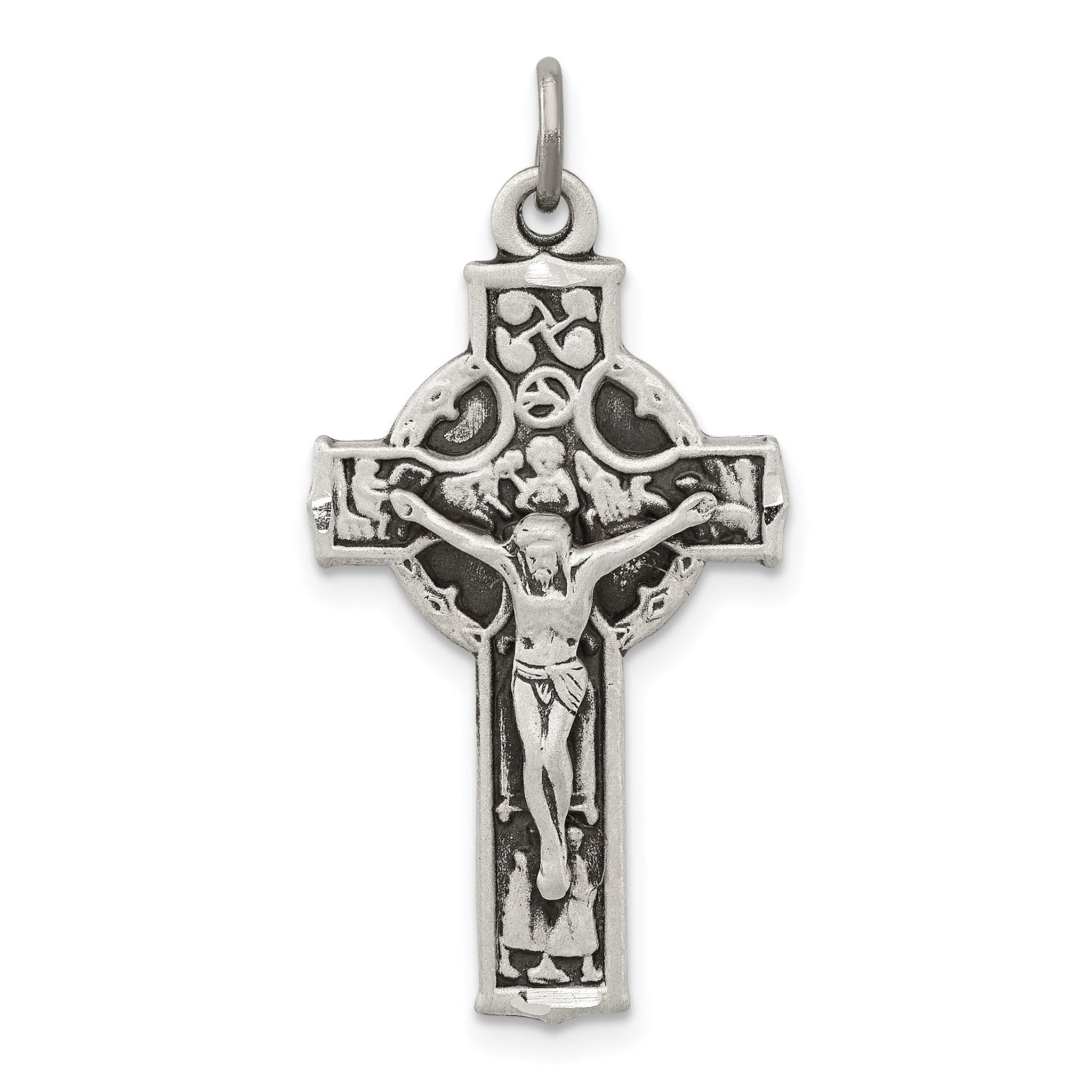 Sterling Silver 925 Polished Irish Crucifix Pendant Antique Inspired Main image