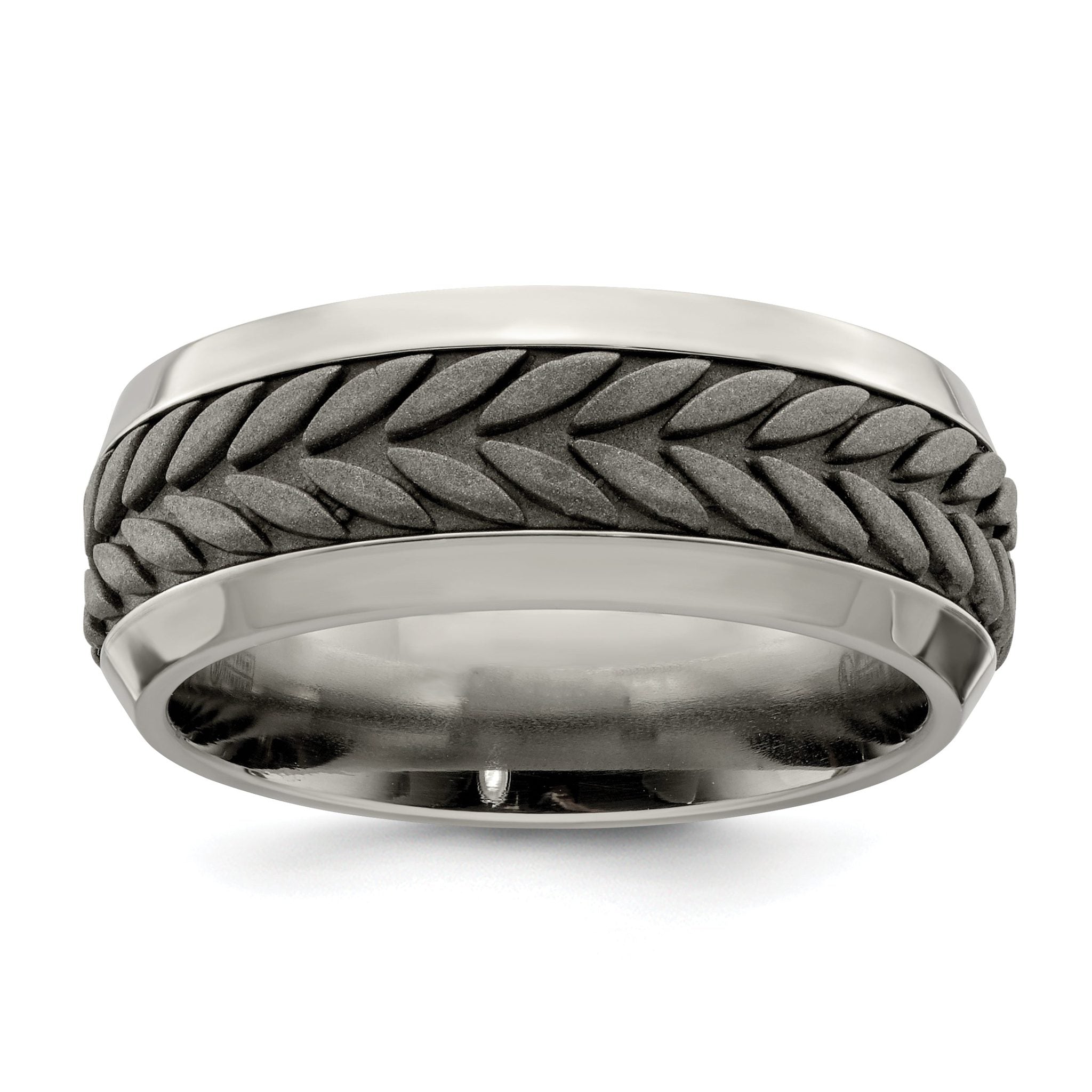 Edward Mirell Titanium Wedding Band with Polished Beveled Edge Main image