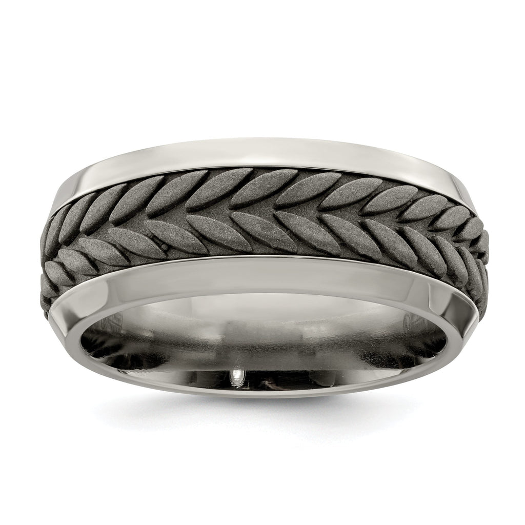 Edward Mirell Titanium Wedding Band with Polished Beveled Edge