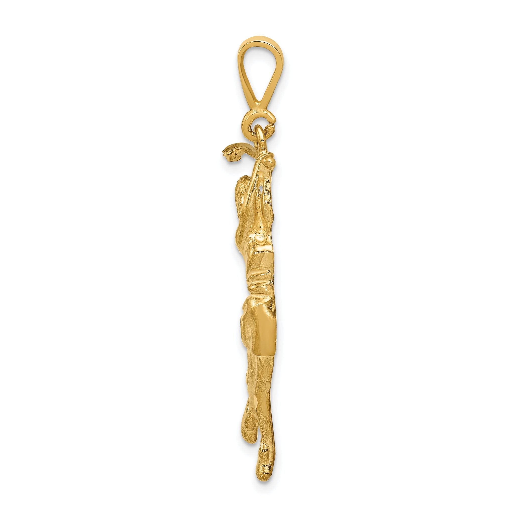 14K Gold Female Golfer Pendant with Satin Brushed Finish Secondary image