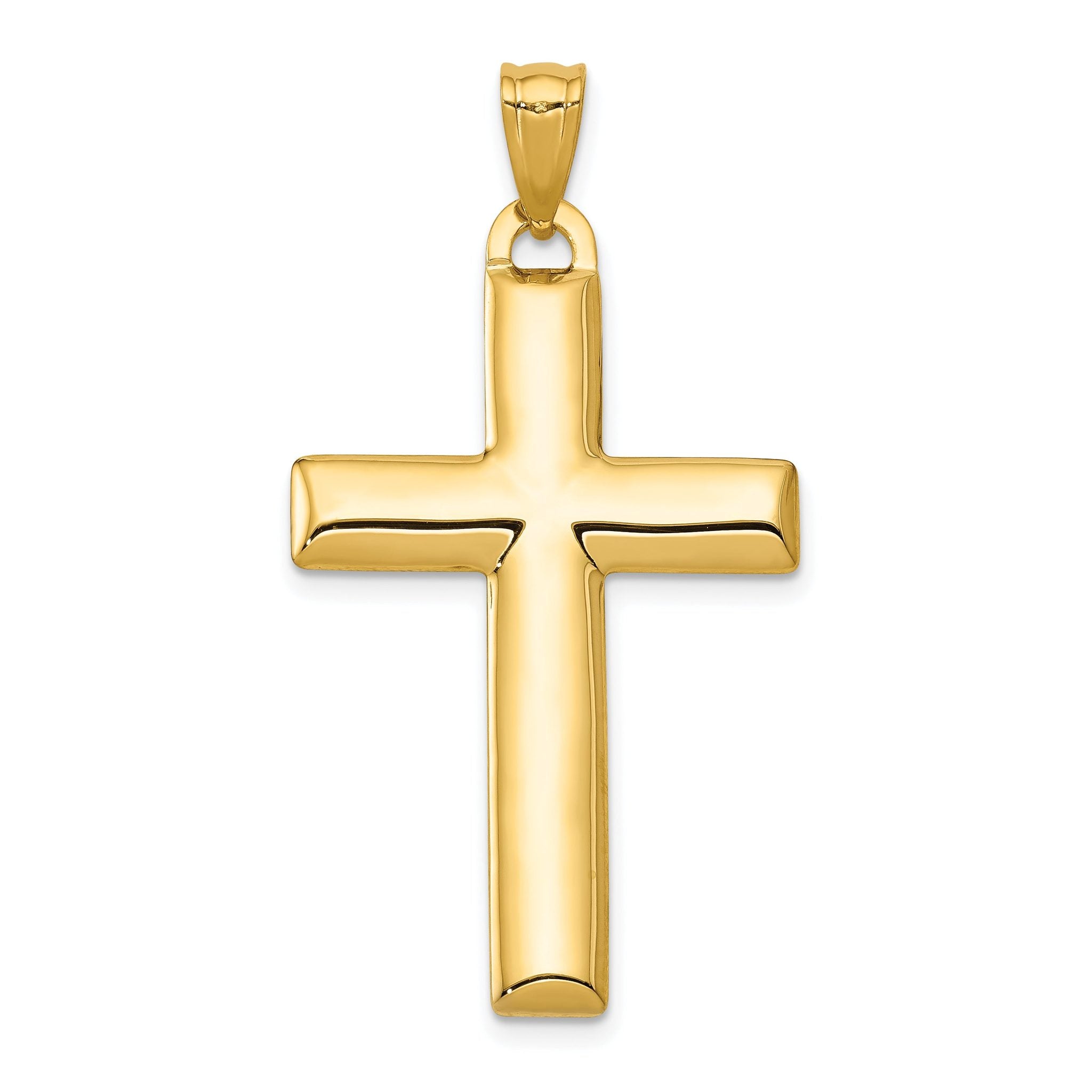 14K Gold Rhodium Reversible Cross Pendant Polished Two-Tone Sophisticated Design Main image